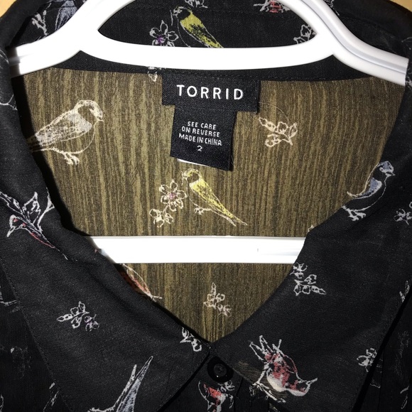 Torrid Bird Patterned Sheer Blouse - Picture 3 of 7